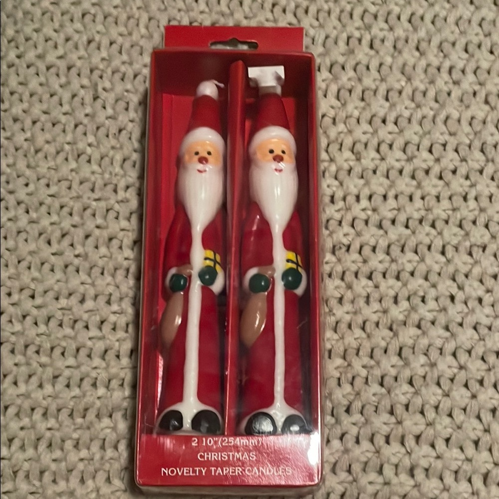 Santa Claus Novelty Taper Candles - Red and White